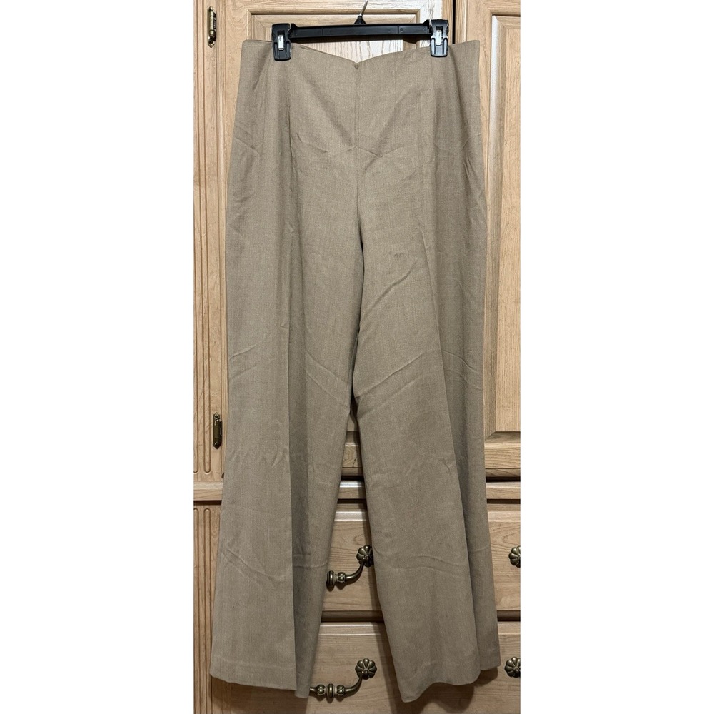 Women's Size 12 Dress Pants 99% Wool Trousers Brown High Rise Straight Wide Leg